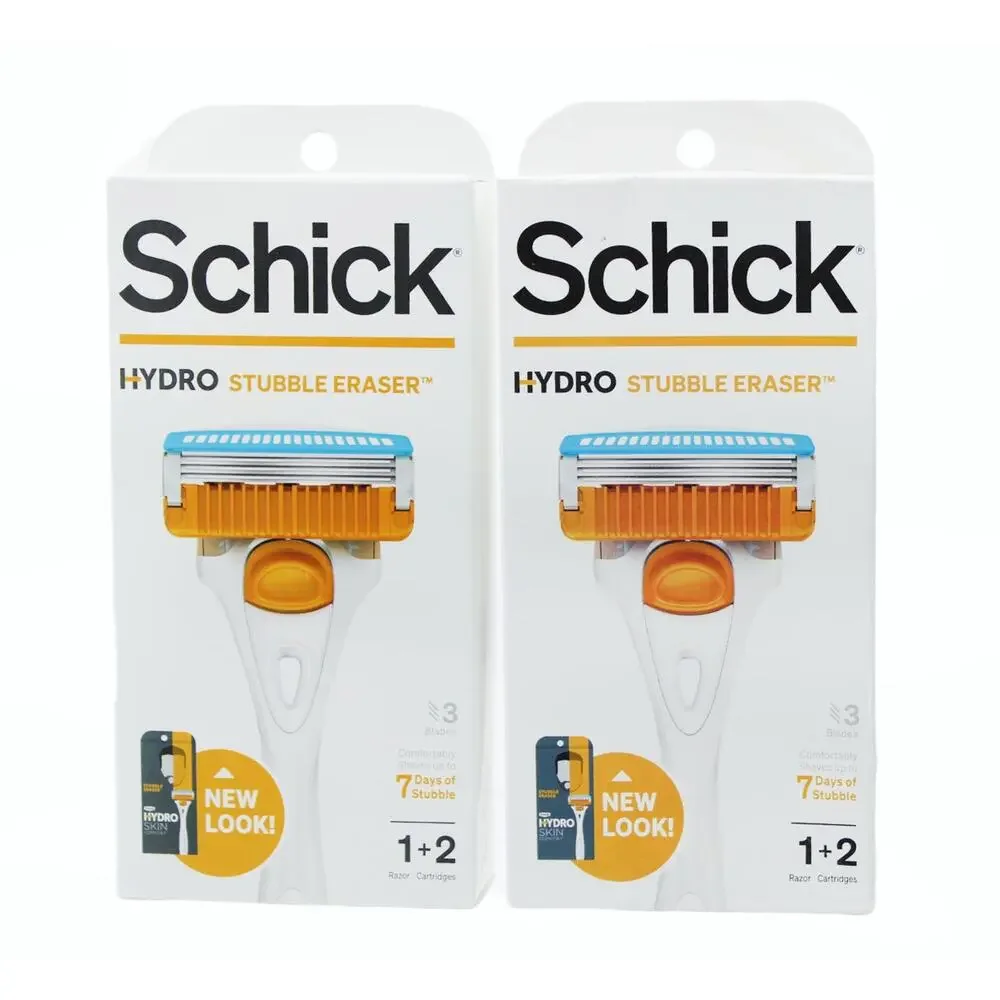 Men Razor Schick Hydro Stubble‎ Eraser 1 Razor and 1 Cartridge 2 Pack